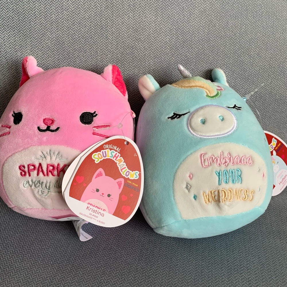 Squishmallow Inspirational Msg set Hudson & Kristina 5” Claires Exclusive NWT